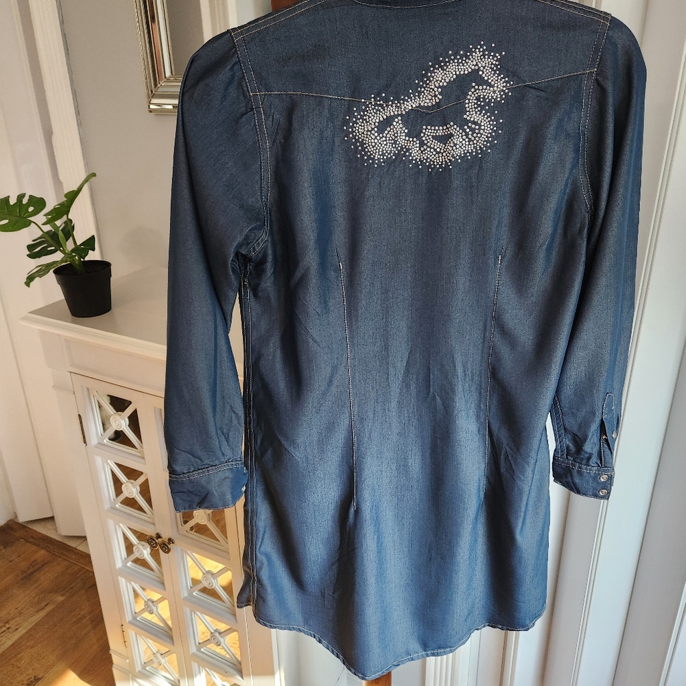 Shyanne Blue Long Sleeve Notched Collar Dress - Picture 5 of 7